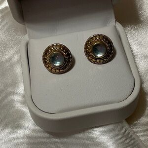 Anna Beck aquamarine gold over sterling handmade earrings